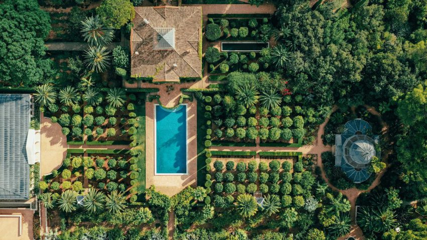 Aerial view of Pedreguer surrounded by green countryside in the Marina Alta
