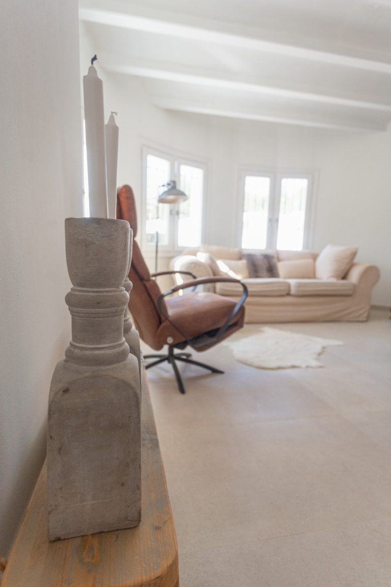 Living room seating area with large windows at Villa Vino in Pedreguer